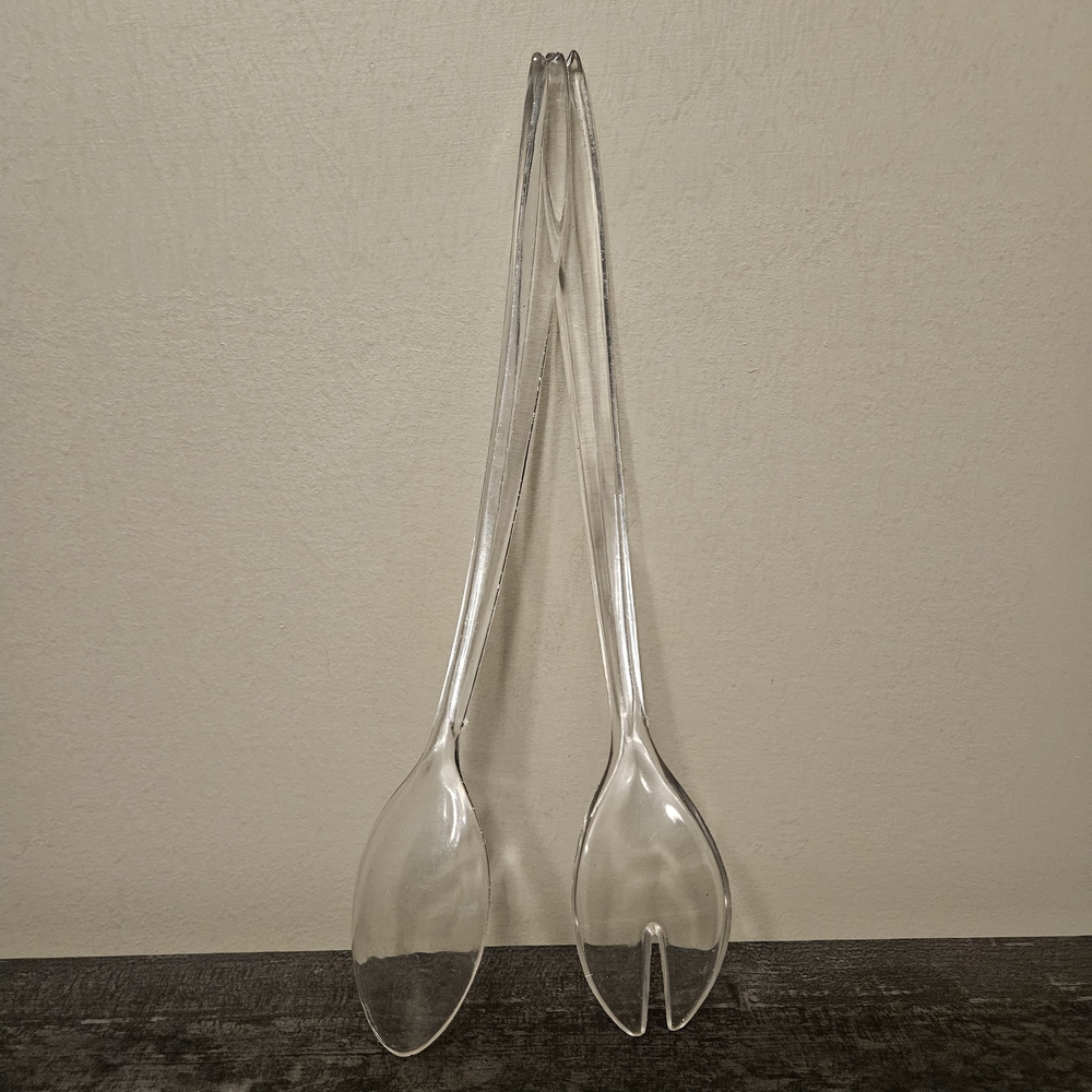 Vintage Clear Spoon & Fork Salad Set
